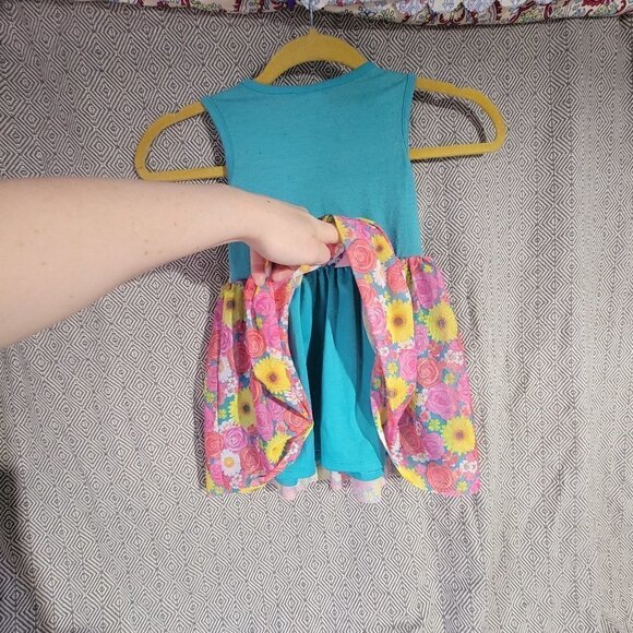 Healthtex Girl's Blue Lace Top With Multicolored Floral Bottom Dress Size 3t - Picture 10 of 10